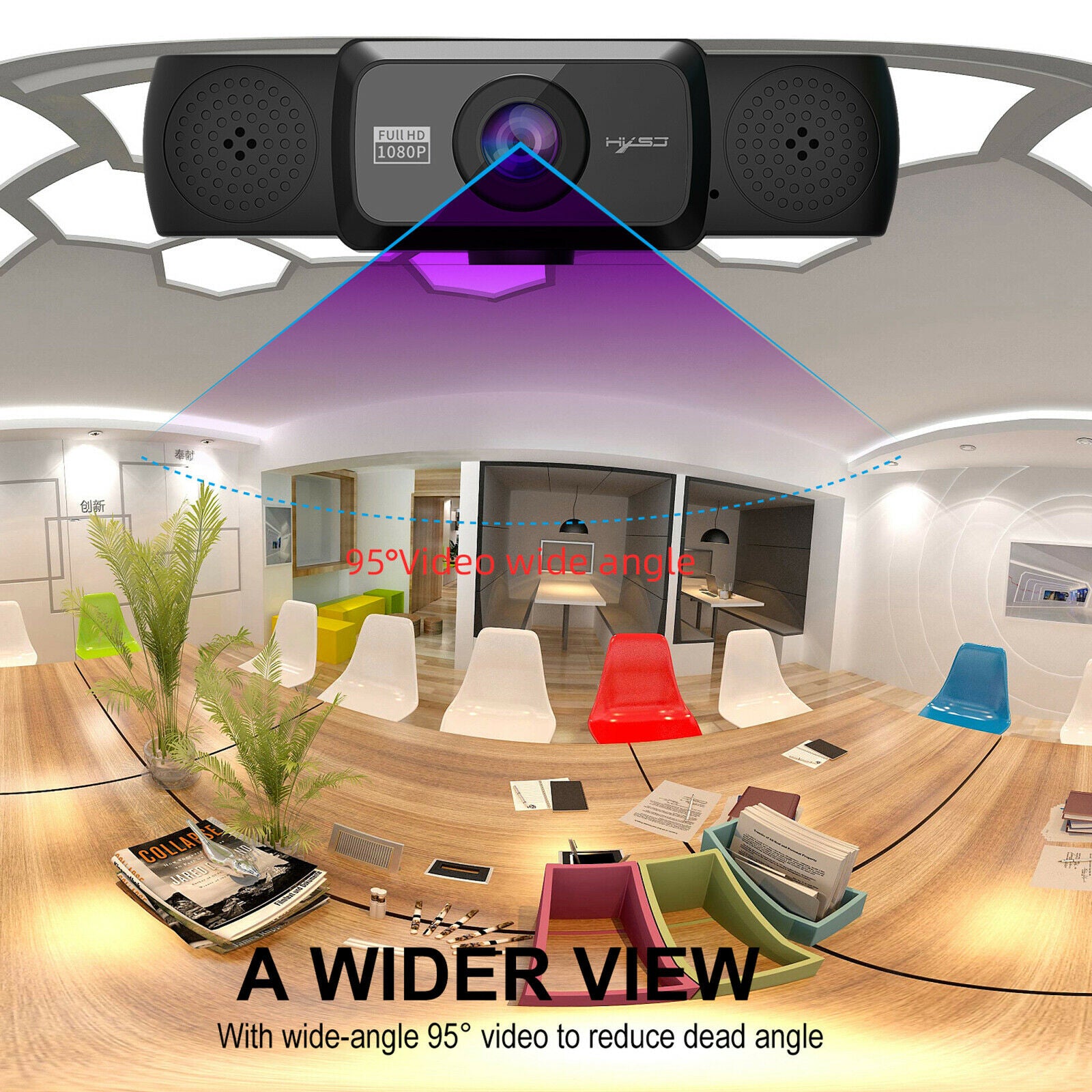 1080P Business Web Camera HD 95Â° Wide Angle for Laptop Conferencing Gaming