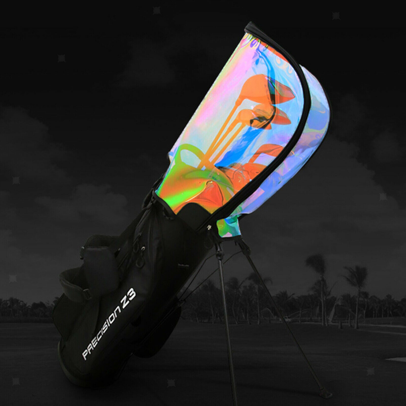 Golf Bag Rain Hood Waterproof Golf Bag Zipper Rain Cover Transparent Rain