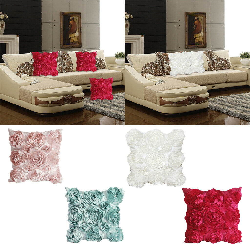 Flower Design Pillow Cover Linen Throw Sofa Cushion