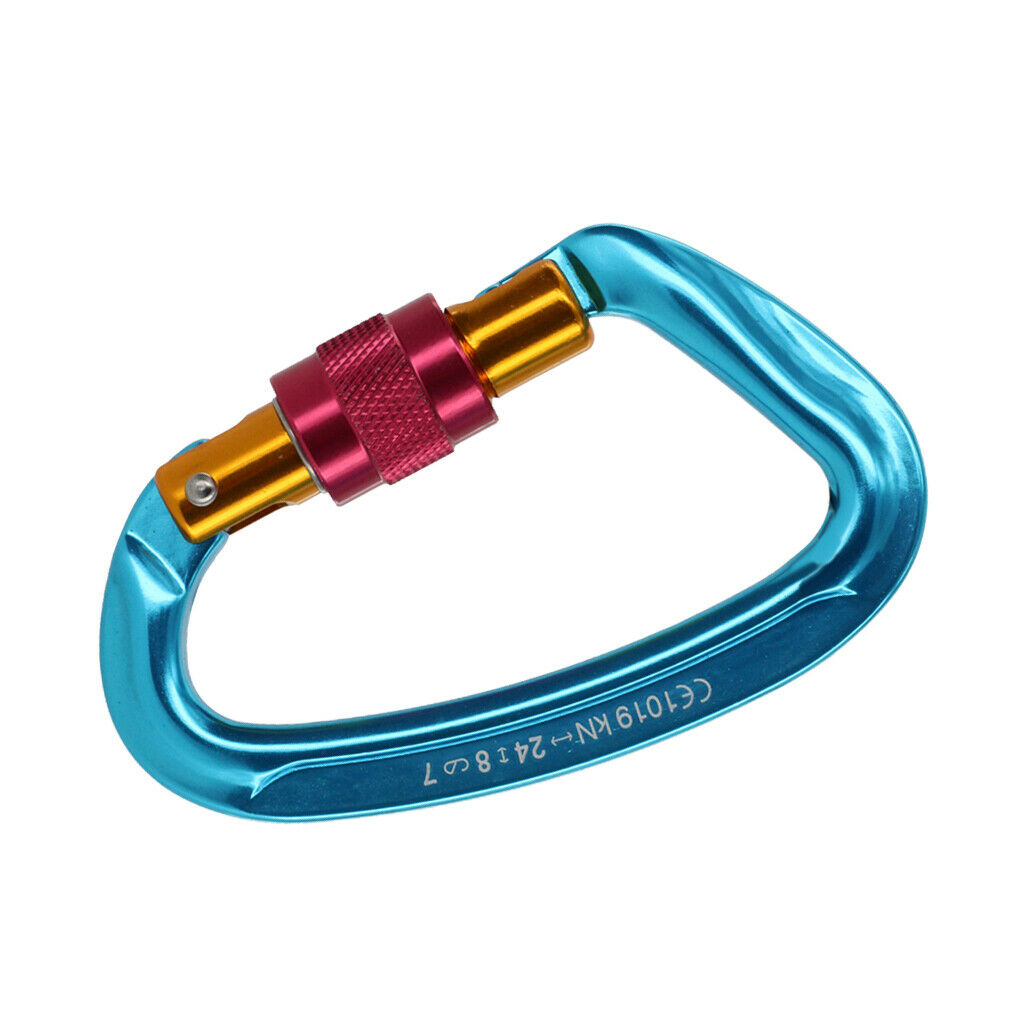 4x Hammock Carabiner Clip Mountaineering Swing Locking Aluminum Alloy Blue