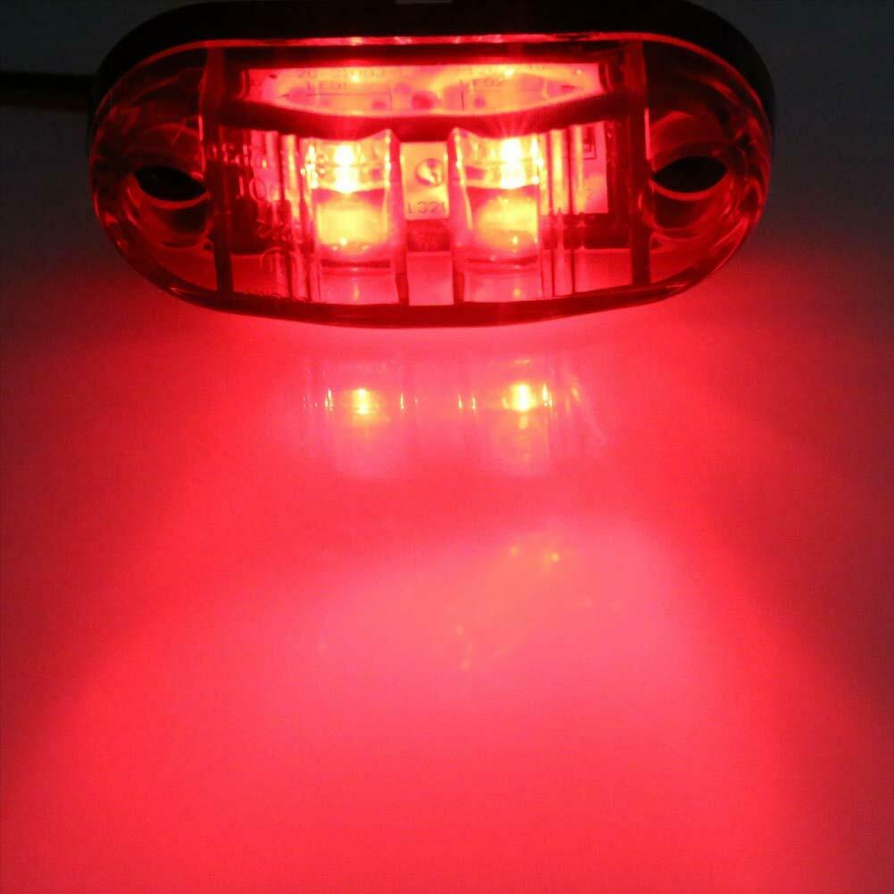 Red LED 2.6" 2 Diode Light Oval Clearance Trailer Car Truck SUV Side Marker Lamp