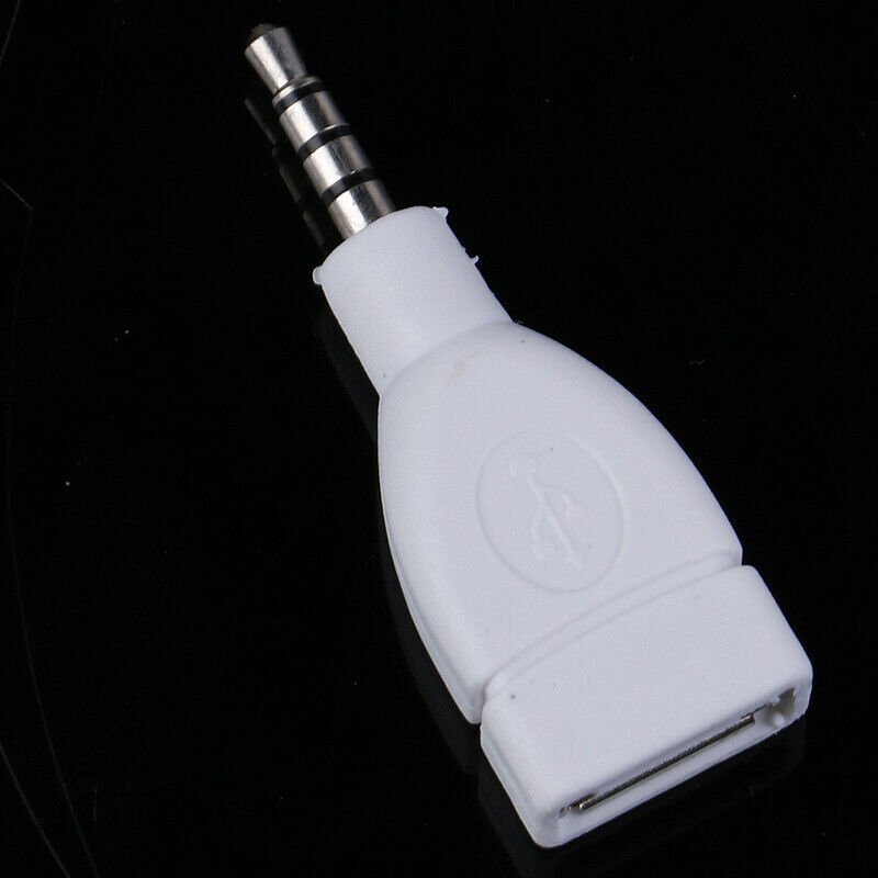 Converter Adapter USB 2.0 Female to 3.5mm Male AUX Audio Car Plug Jack white Gy