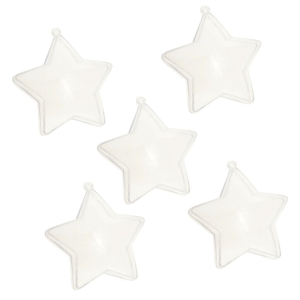 5 Pieces Star Shape Clear Refillable Plastic Ball   Tree Ornament  8cm