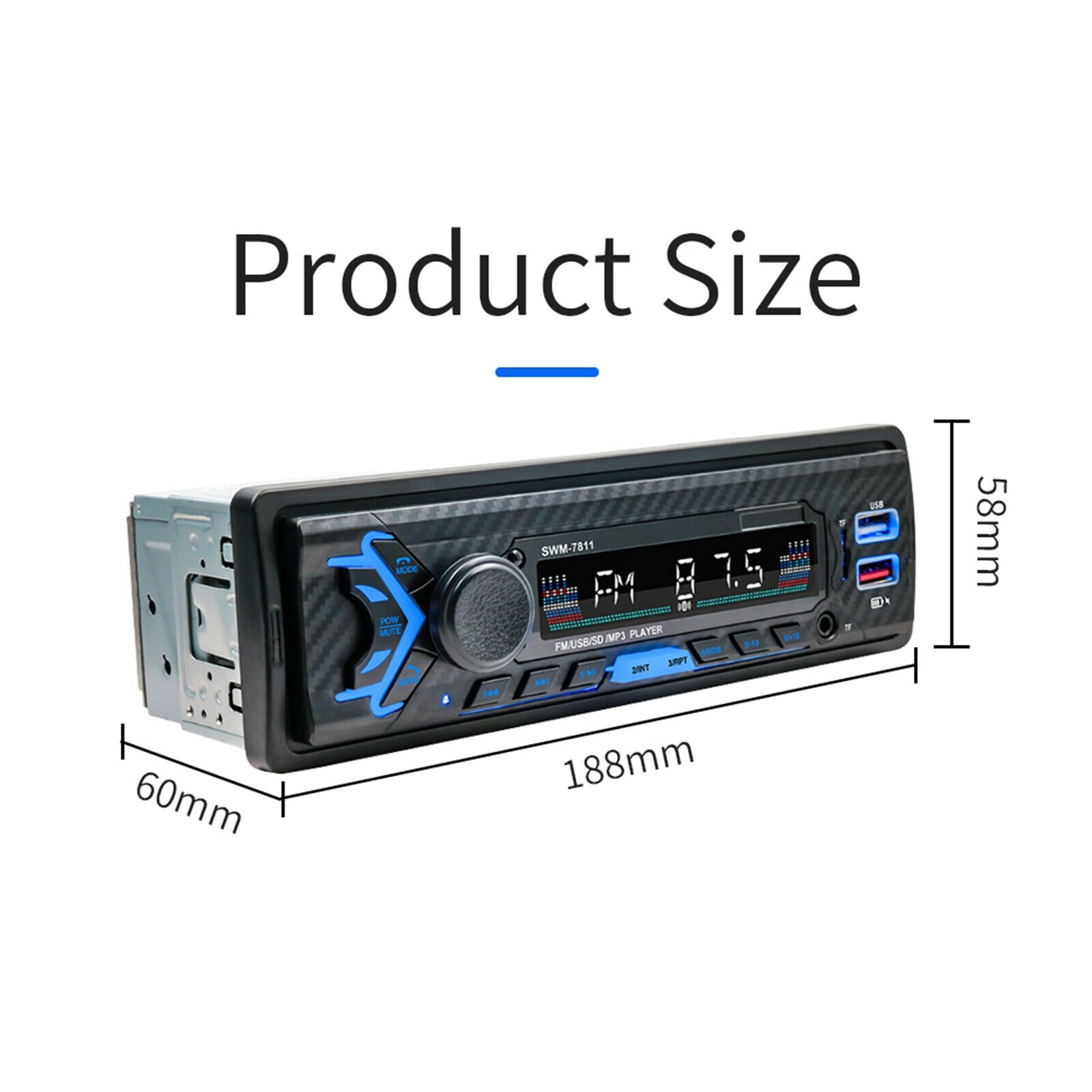 Car 12V Bluetooth USB MP3 Player Receiver Multimedia with Remote Control