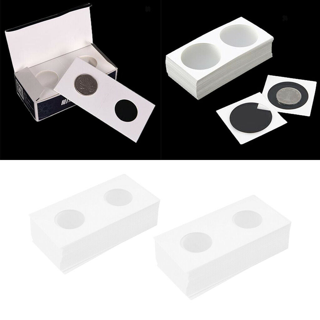 100-pieces Cardboard Coin Flips 25mm Coin Collecting Holder Card for Starter