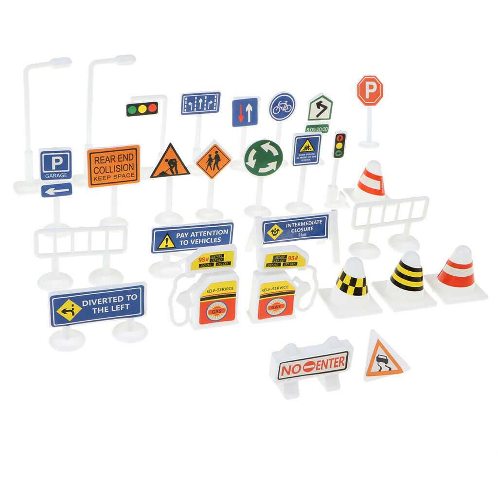 Kids Street Traffic Signs Playset Educational for Traffic Knowledge Learning