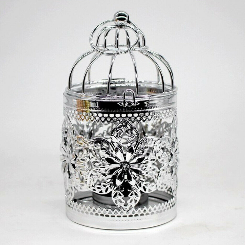 2pcs Birdcage Tealight Holder Metal Hollowed Candle Holder for Wedding Party