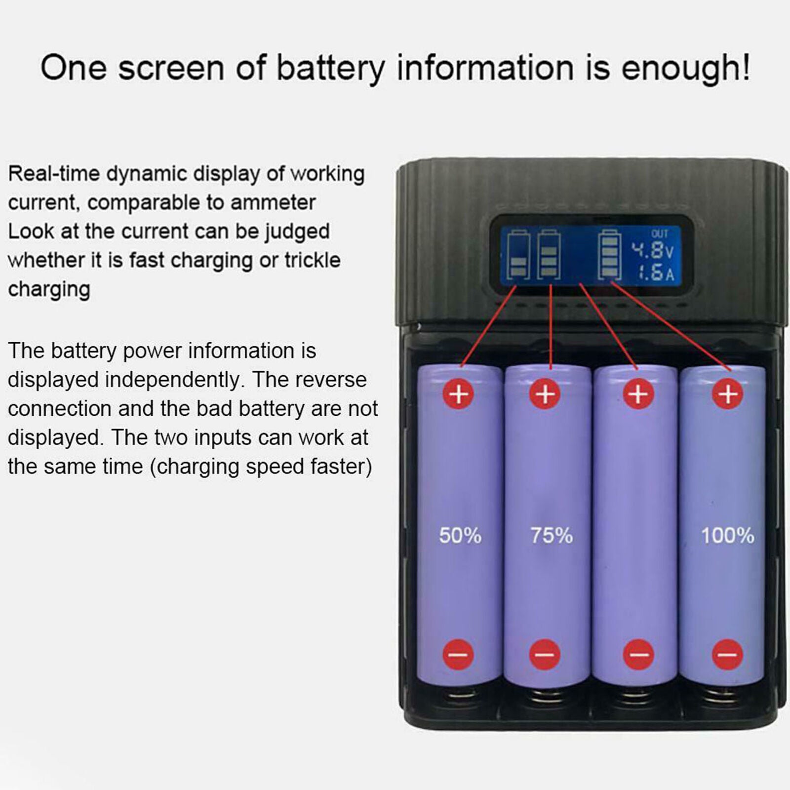 4 Slots Digital Display Mobile Power Fast Charge USB   Battery Charger