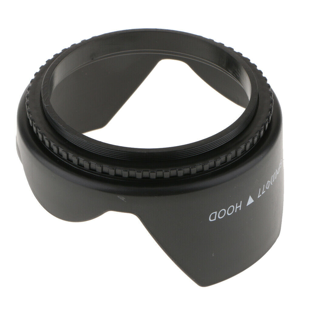 77mm Reversible Tulip Flower Crown Petal Shaped Lens Hood Reduce Lens