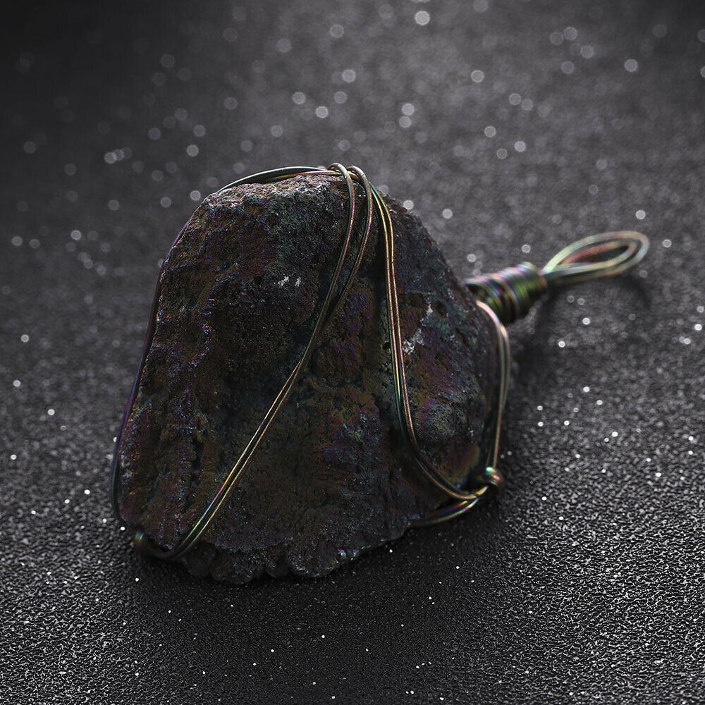 Natural Crystal Wrap Rainbow Titanium Agate Druzy Quartz Geode DIY Pendant Bead