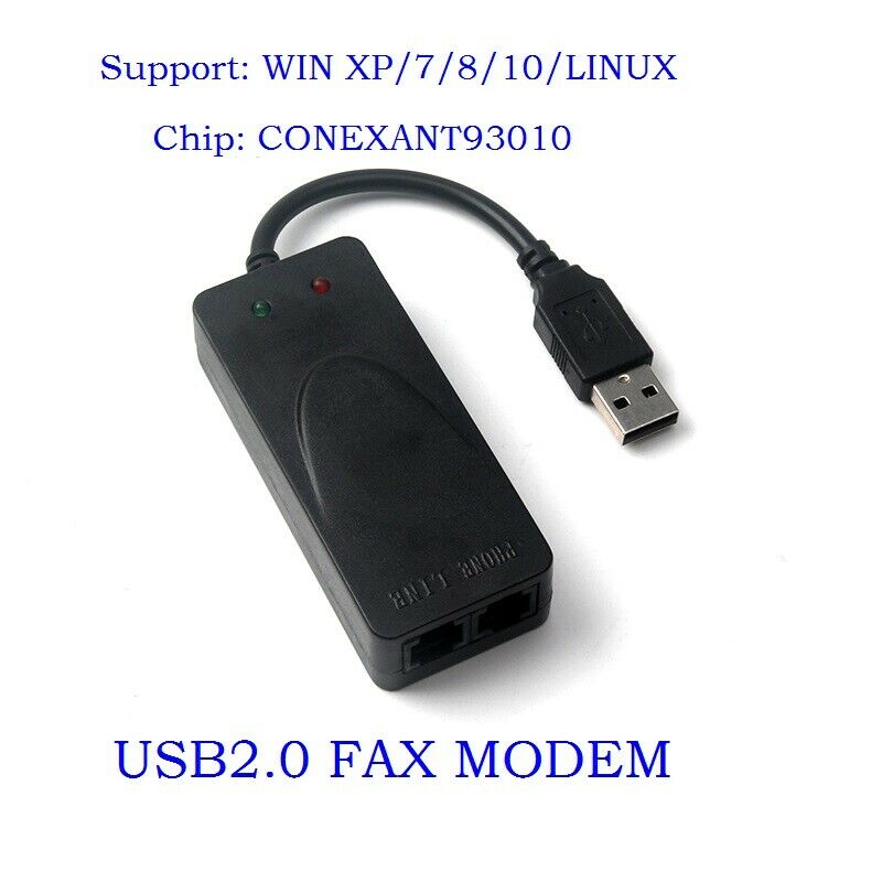 2 Dual RJ11 Ports USB 56K External Dial Up Voice Fax Data Modem for Windows 7 8