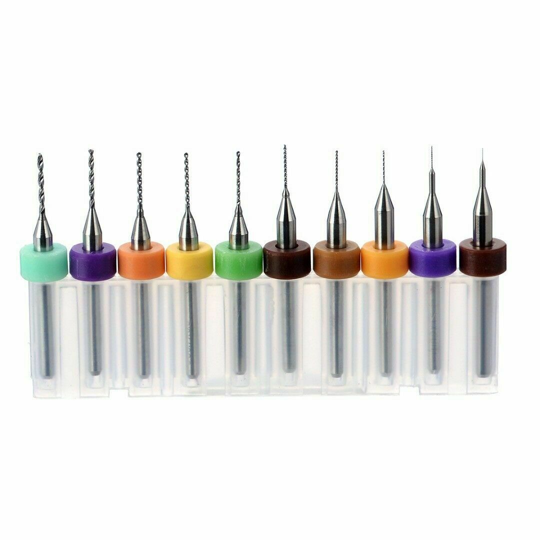 10Pc Micro Drill Bit Tool 0.1mm-1mm PCB  Print Engraving Mill Cutter