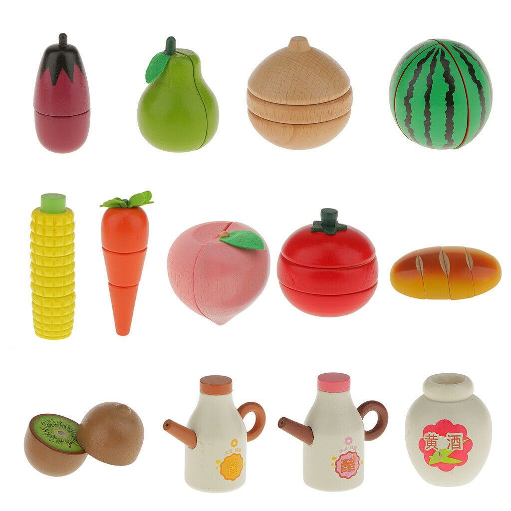 Wooden   Magnetic   Connected   Watermelon   Kids   Cutting   Food   Pretend