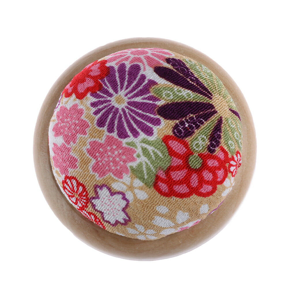 Wood base needle pin cushion pillow needles holder sewing craftstitchneed.l8