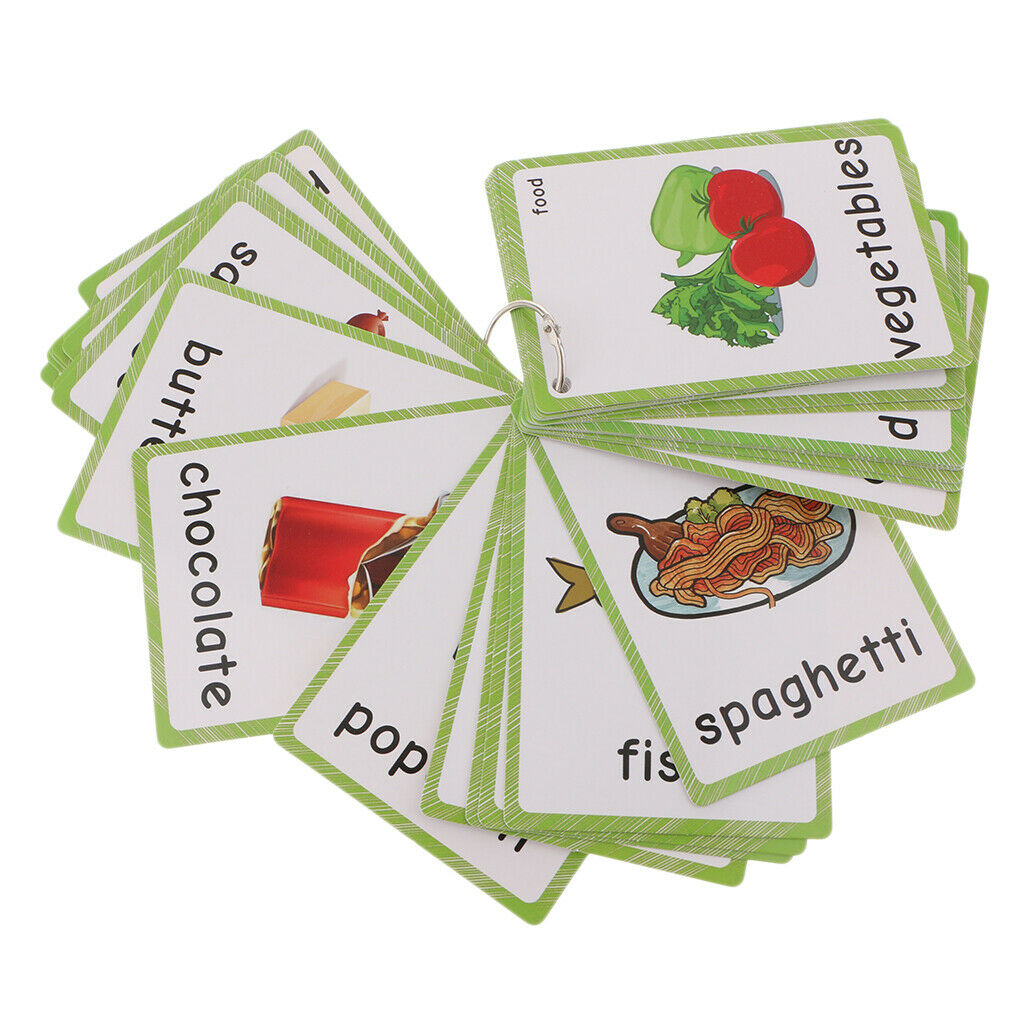 35Pcs Kids Early Educational Sight/Picture Word Flashcards for Food,Strengthen