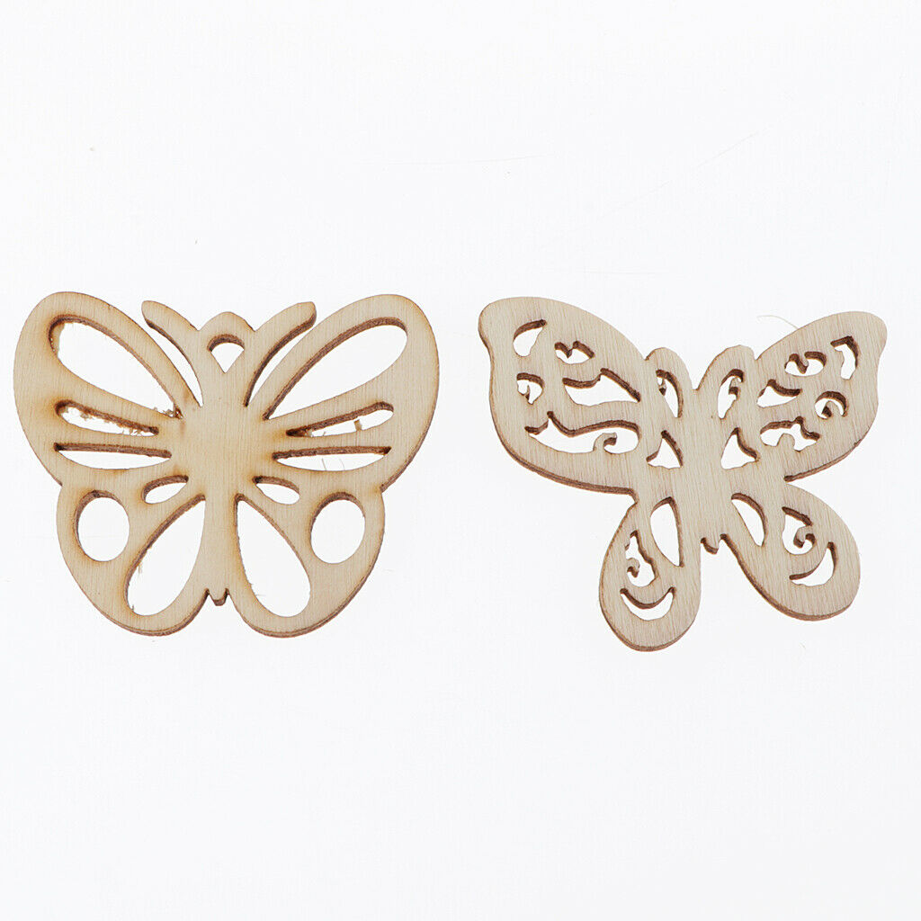 10x/Pack Wooden Buttefly Shape Crafts Embellishments for Wood Hanging Decor