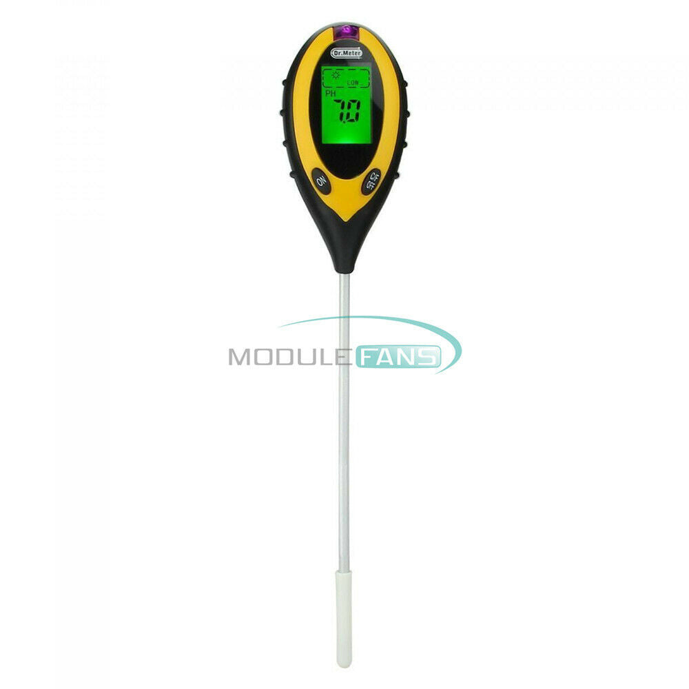 Digital 4 In 1 LCD Soil Moisture Humidity Temperature Sunlight PH Tester Meter