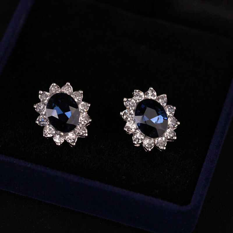 Fashion Blue Crystal Wedding Snowflake Necklace Earrings Jewelry Sets Gift S Lt