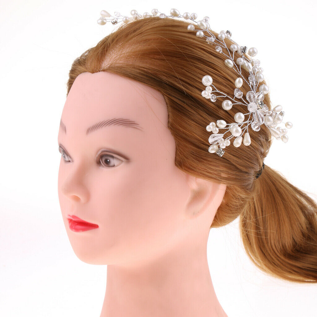Fashion Hair Vine Pearls Crystal Rhinestone Wedding Woman Bridal Headpieces