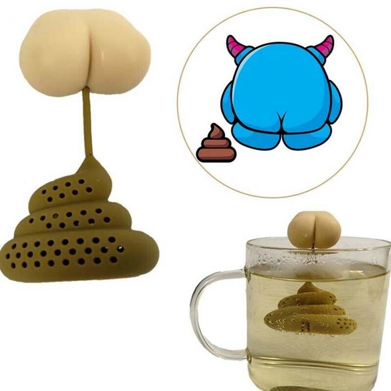 Poo Turd Shape Silicone Tea Strainer Filter Infuser Prank Trick Prop Drin.l8