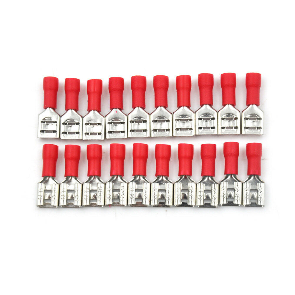 20Pcs 6.3mm Insulated Female Spade Terminal Crimp Wire Connector 22-18AWG .l8