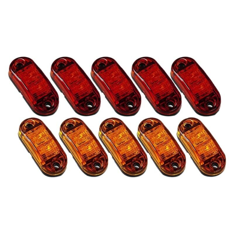5X Amber+5X Red LED Car Truck Trailer RV Oval 2.5 inch Side Clearance Marker LT8
