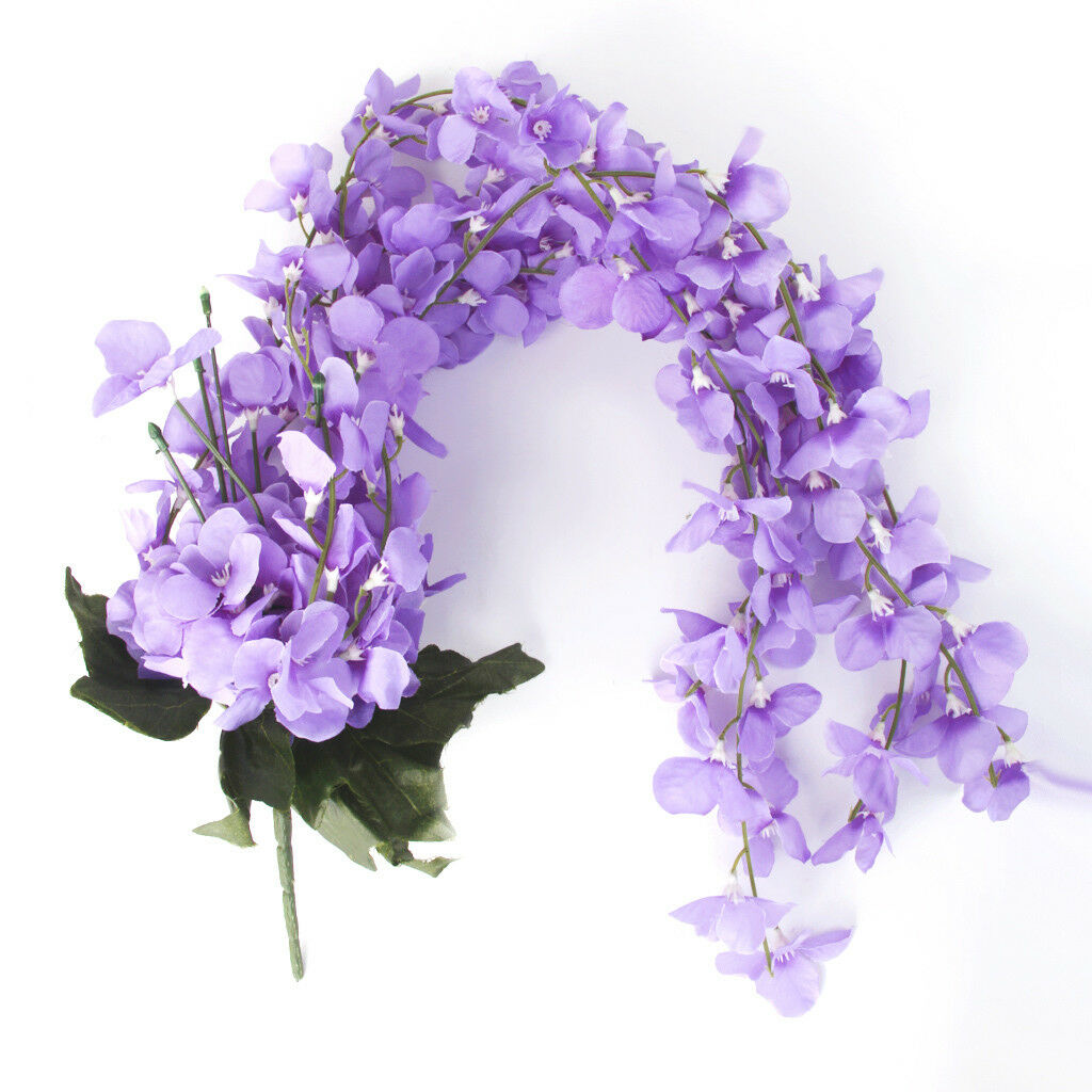 7-branch Wall Hanging Artificial Ivy Vine Hydrangea Garland Decor Purple