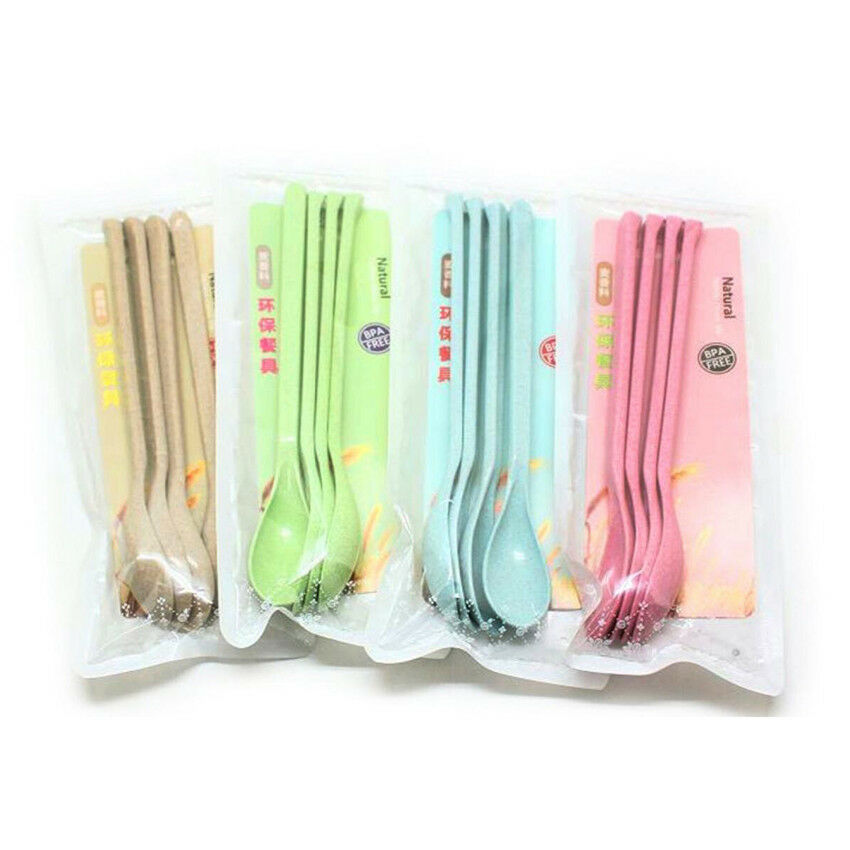 Childrens Safety Wheat Straw Spoon Cutlery Cooking Utensils At Home Flatware