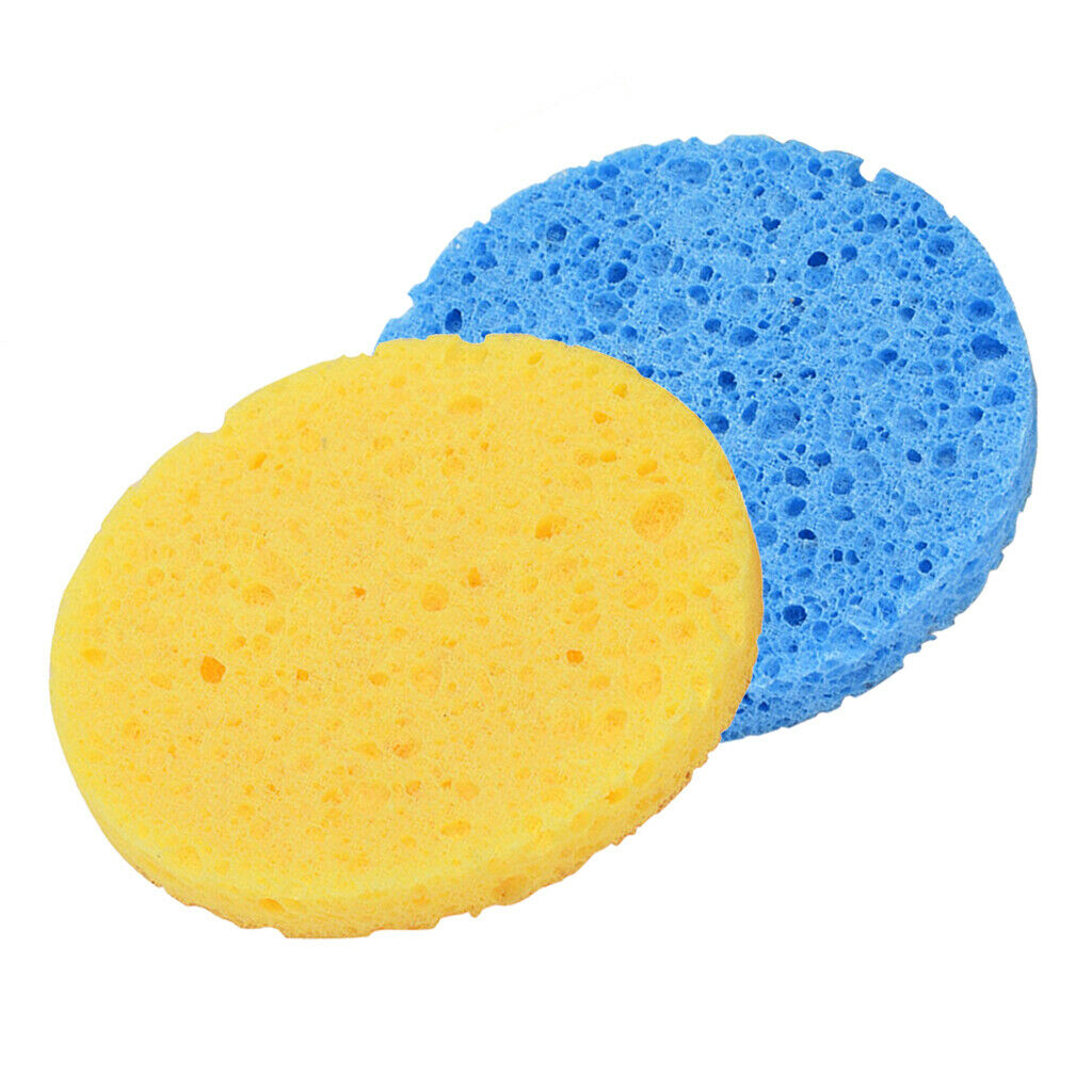 10Pcs Face Cleansing Washing Pad Puffs Makeup Cosmetic Removal Sponge Yellow