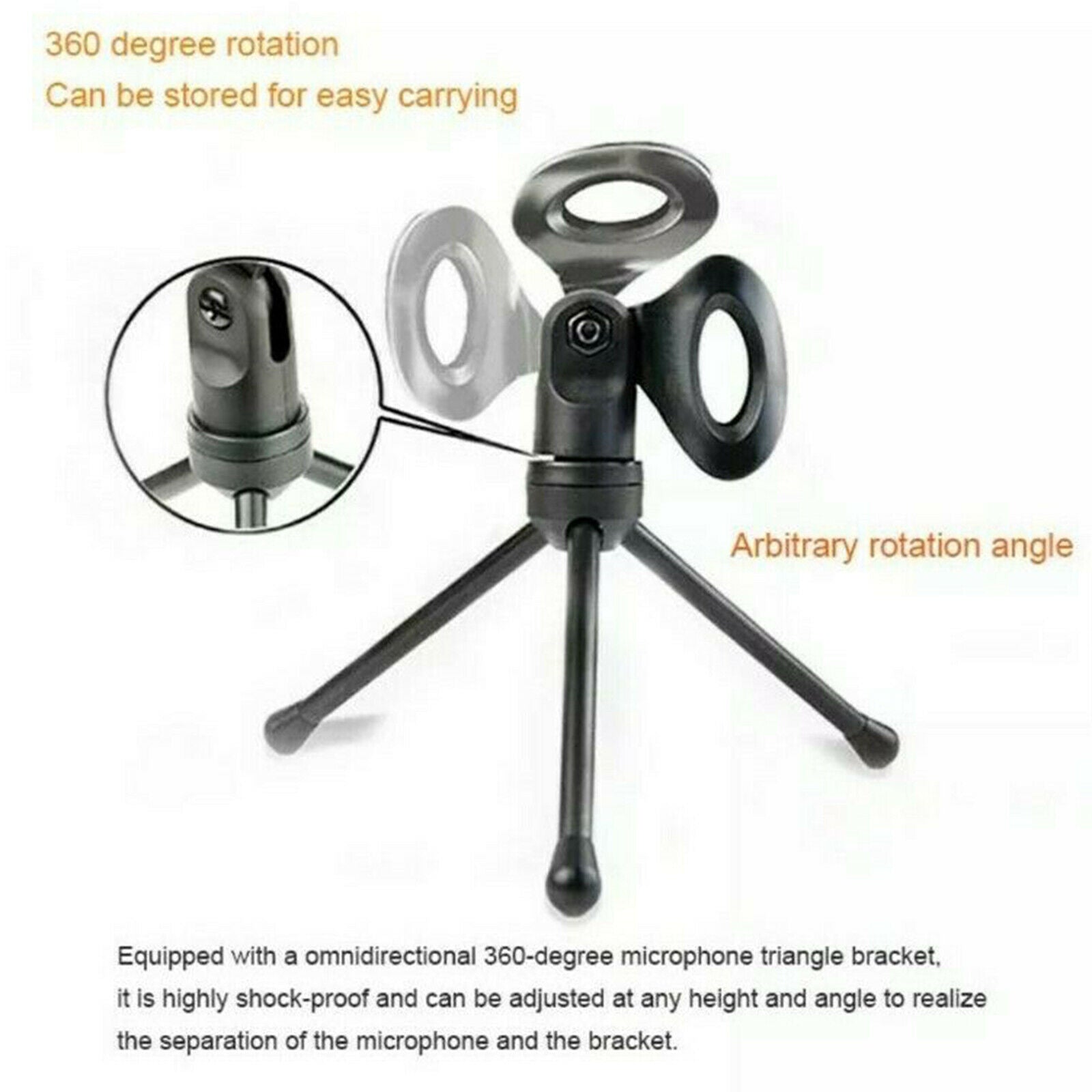Condenser Studio Microphone Mic with Tripod Stand for Sound Podcast Vocal Record