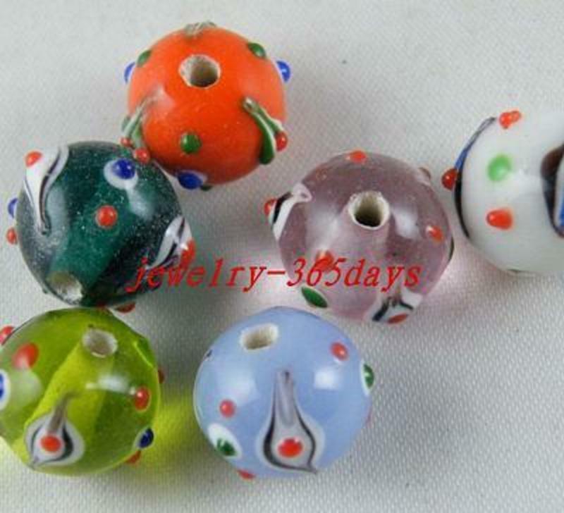 30pcs Handmade Glass "eye" Pattern Mixed Spacers 12mm P439