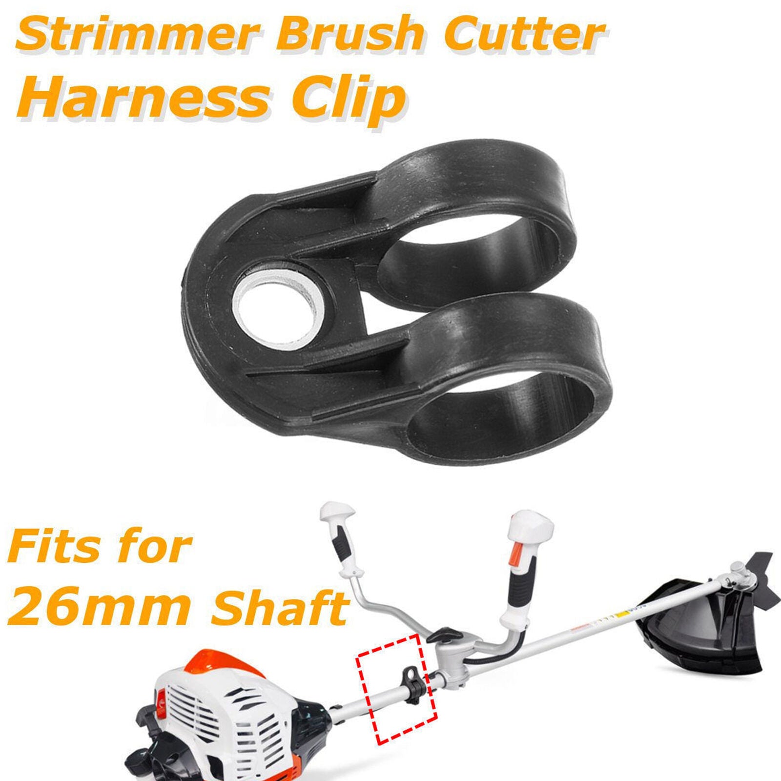 Plastic Black Strimmer Brush Cutter Harness Hook Clip Bracket for 26mm Shaft