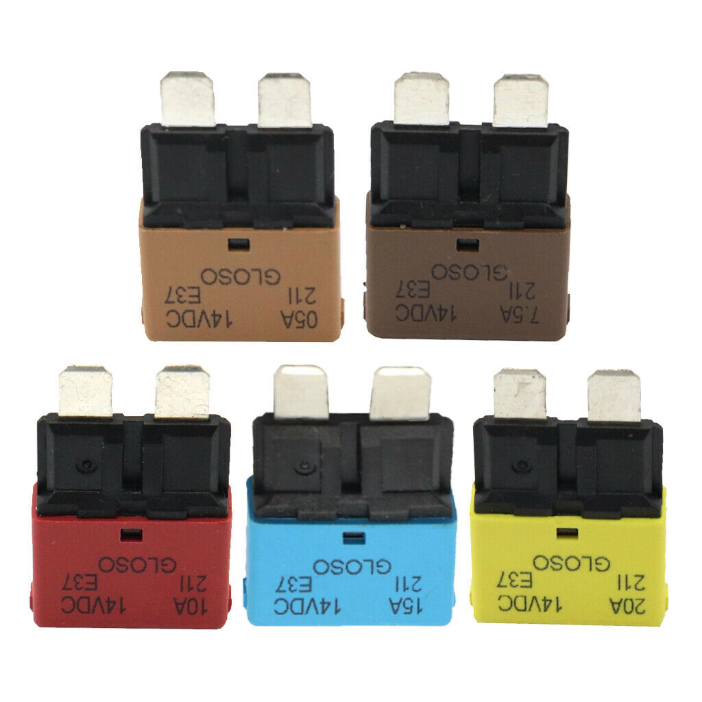 5Pieces Truck Automatic Reset Circuit Breaker Blade Fuse 20A/15A/10A/7.5A/5A
