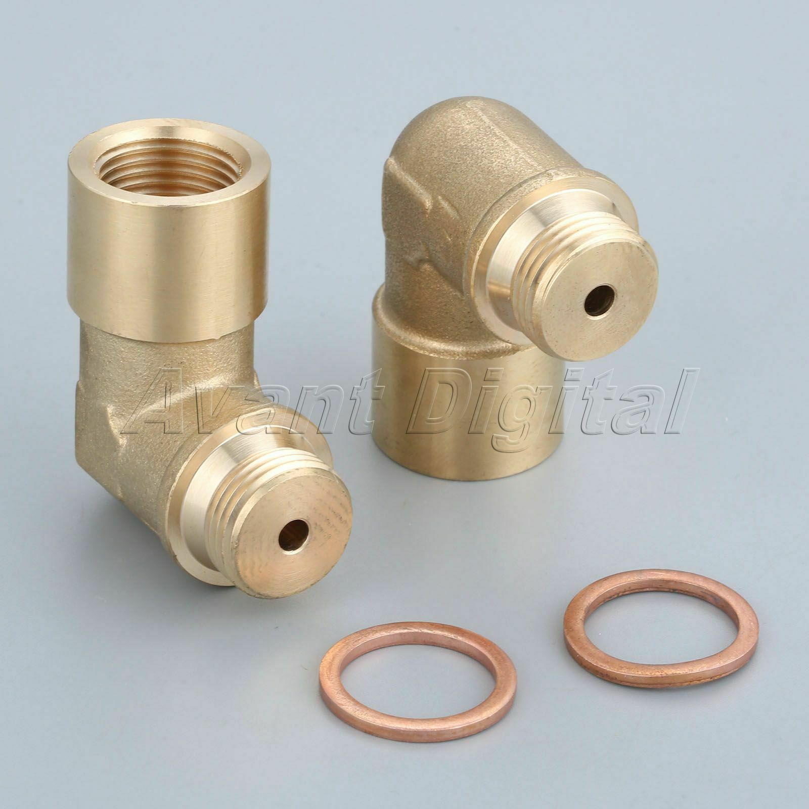 Brass Oxygen Sensor Exhaust Extension Spacer CEL Fix 90 Degree Angled Bung 2Pcs