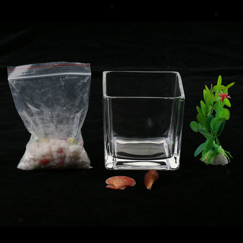 Square Transparent Glass Bowl Clear Vase Fish Turtle Tank Jar Wedding Decor