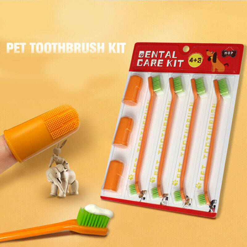7Pcs/Set Finger Toothbrush Pet Dog Cat Dental Cleaning Brush Teeth Care H.l8