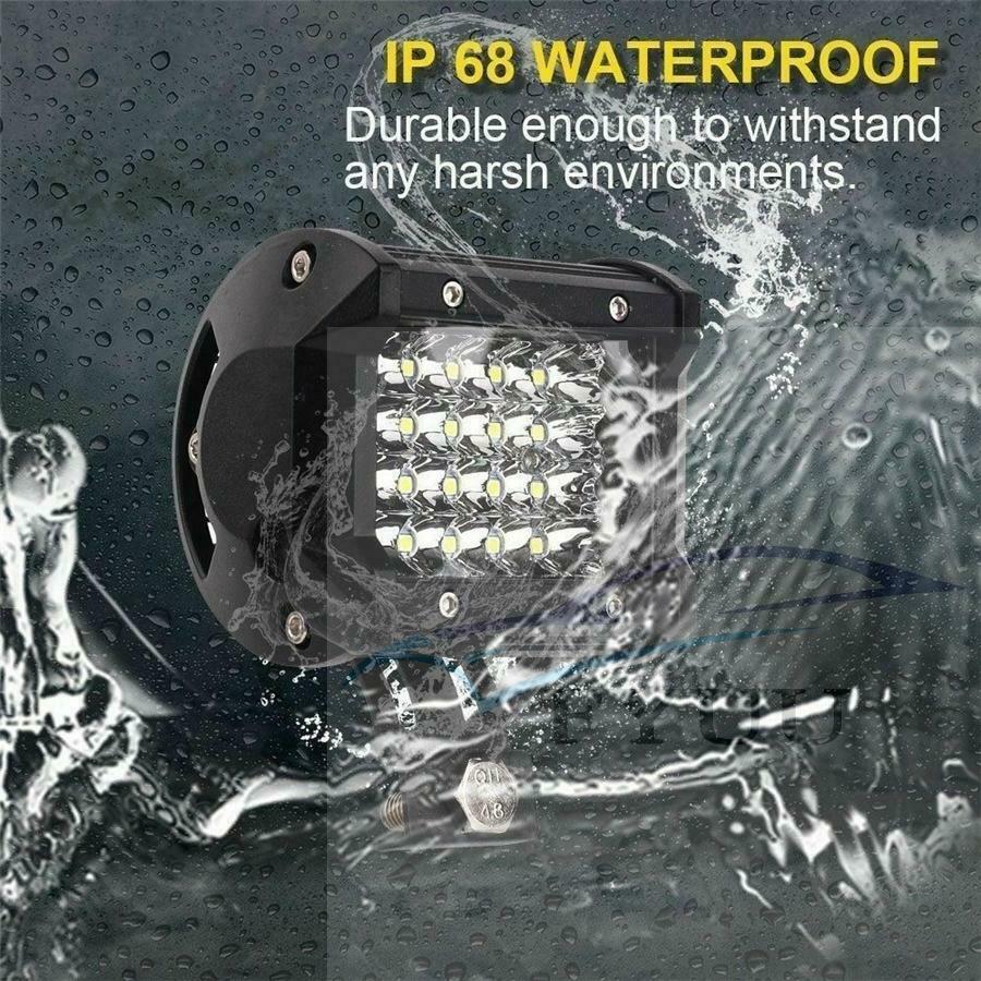 1X 4 inch Square LED Work Light Spot Flood Combo Driving Fog Amber Lamp Offroad