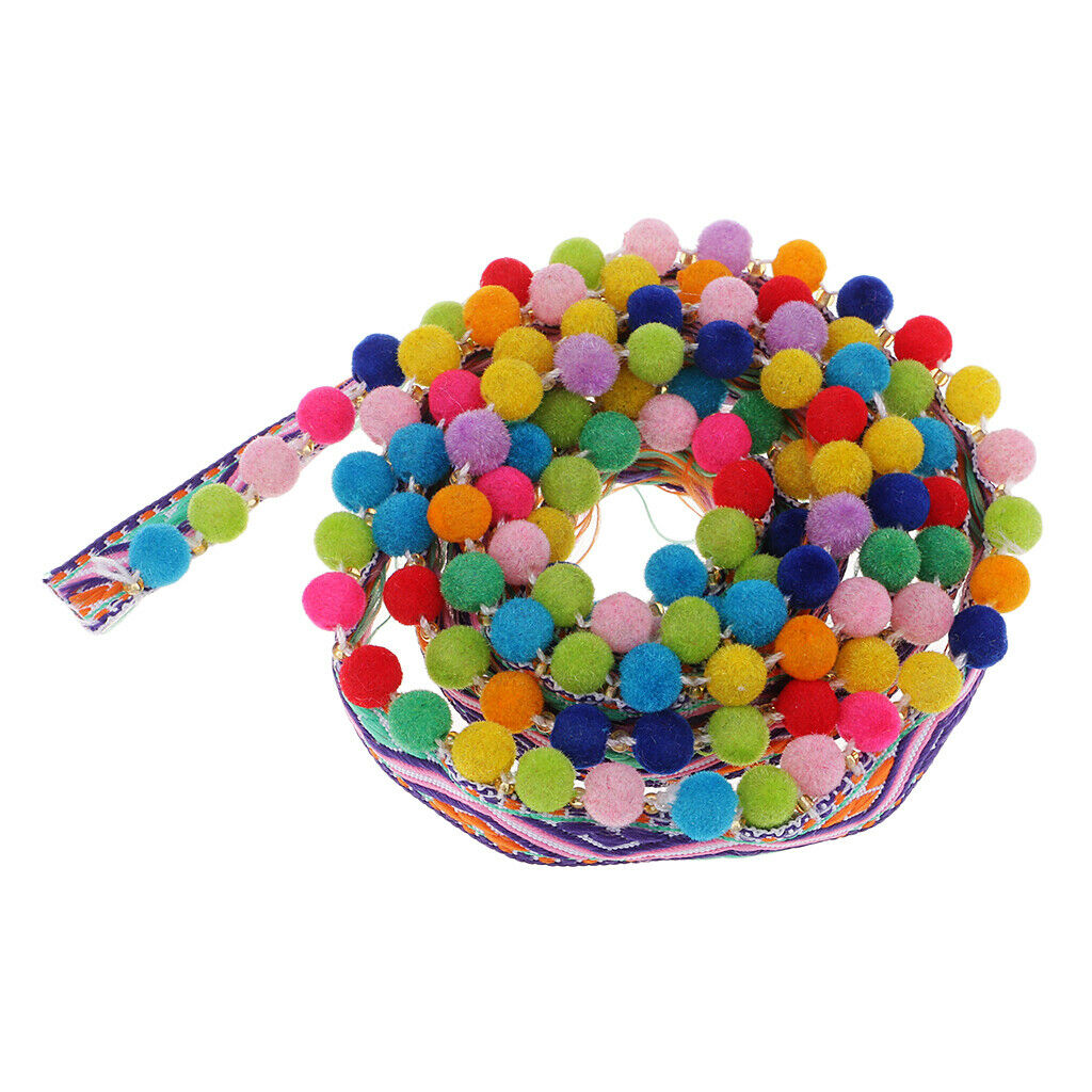 3Yds Embroidery Trim Pom Pom Fringe Ribbon Trimming DIY Clothing Headband Sewing