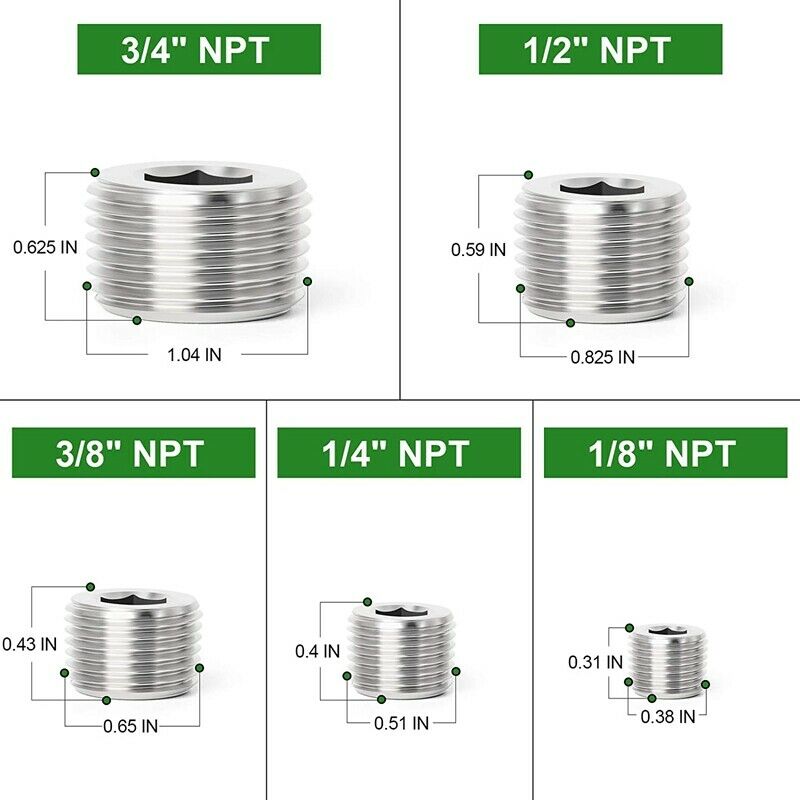 25Pcs Stainless Steel Internal Hex Thread Socket Pipe Plug Fitting 1/8 inch 1/H3