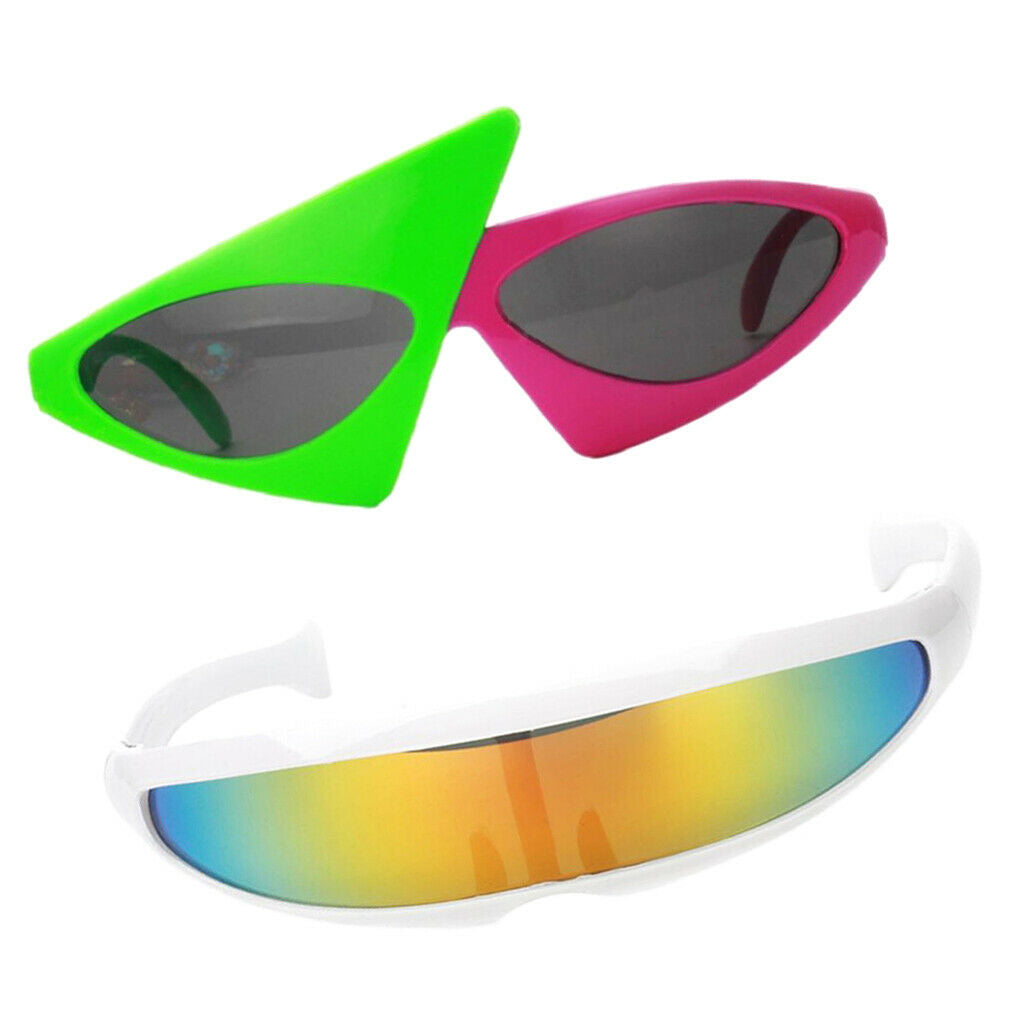 2 Pieces Sunglasses Party Glasses Photo Props Futuristic Narrow