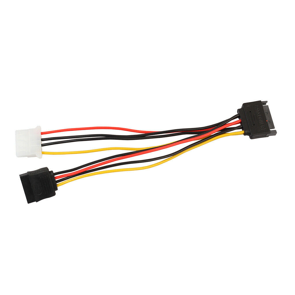 15 Pin SATA Male to 4 Pin IDE & 15 Pin Female Power Y-Cable Adapter 7Inches
