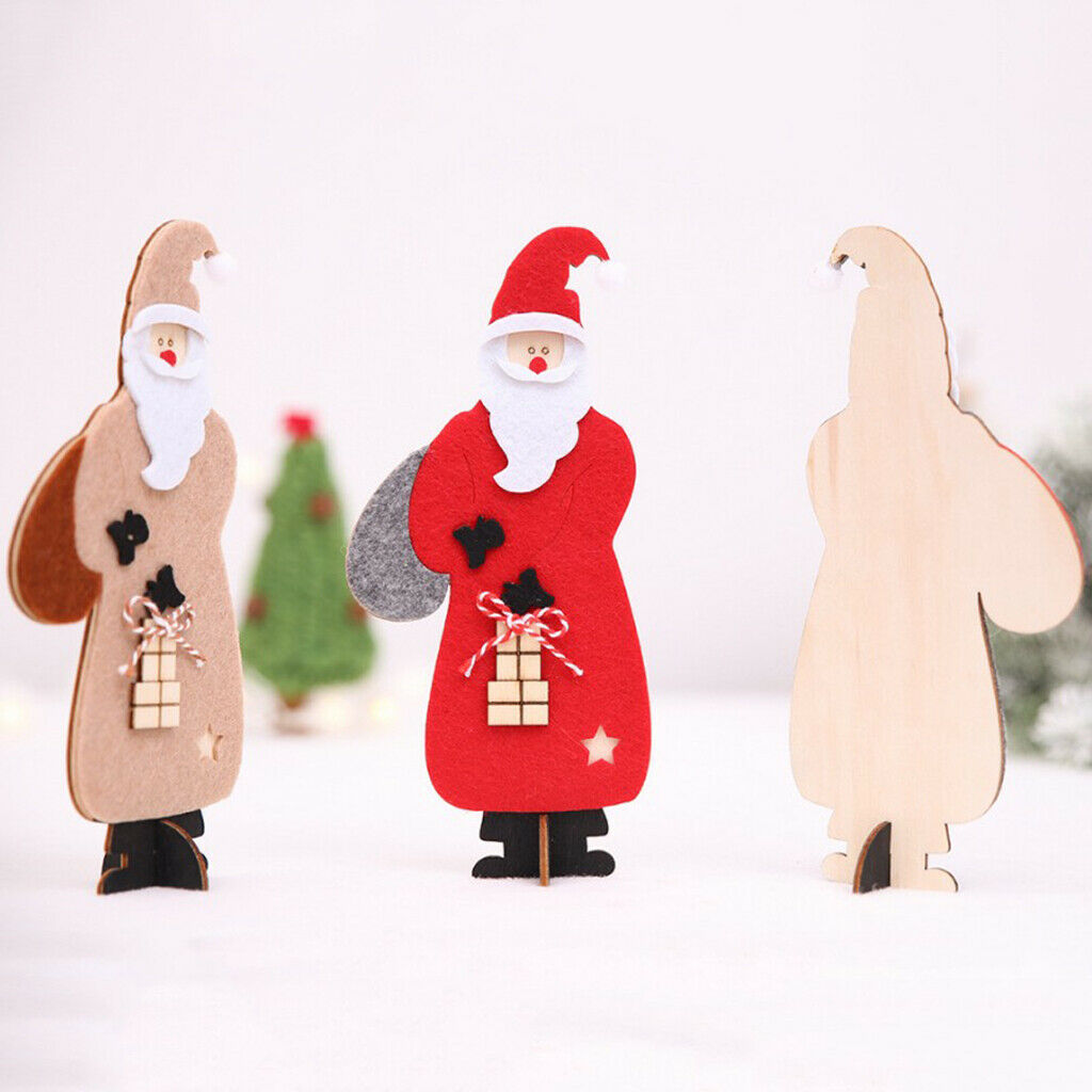 Christmas Felt Santa Claus Wooden Table Decoration Christmas Ornaments Grey
