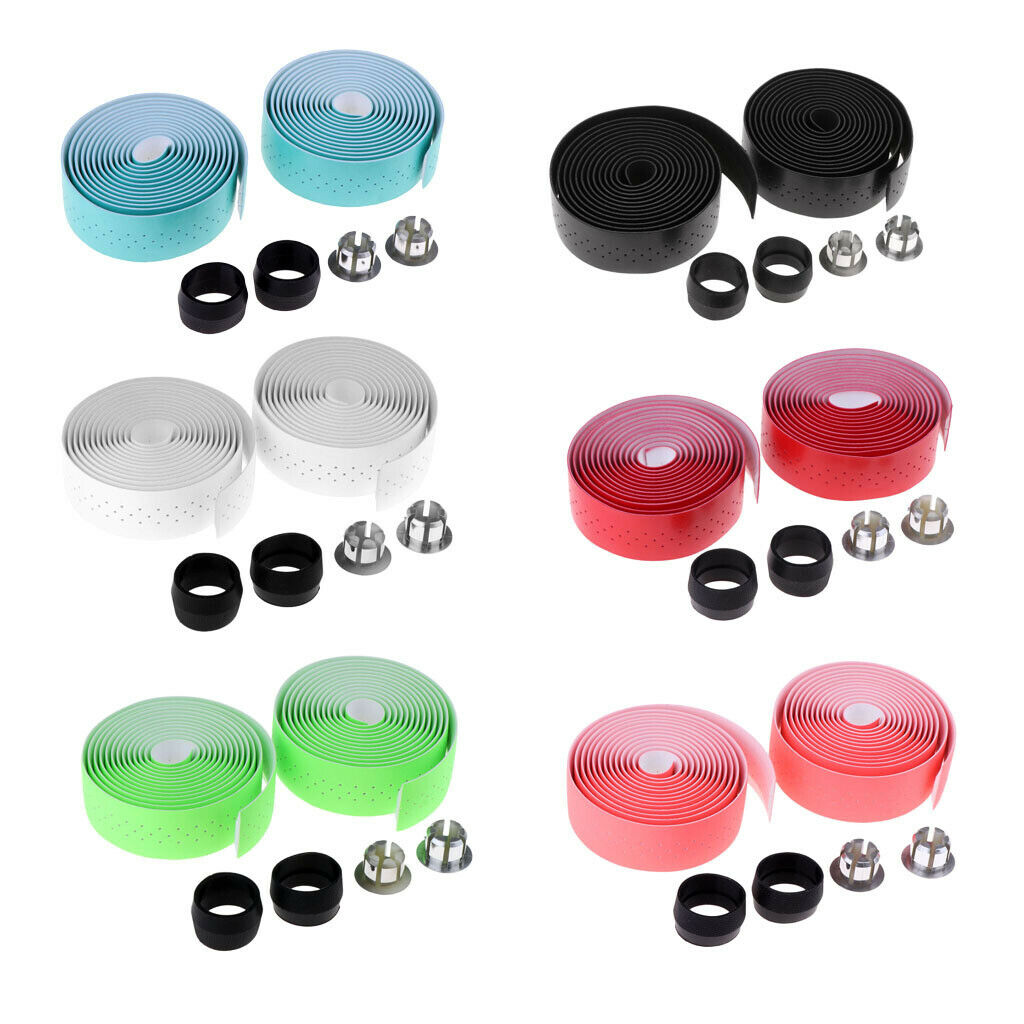 Road Bike Bicycles Non-Slip Handlebar Ribbon Tapes Bar Plugs Accessory Blue