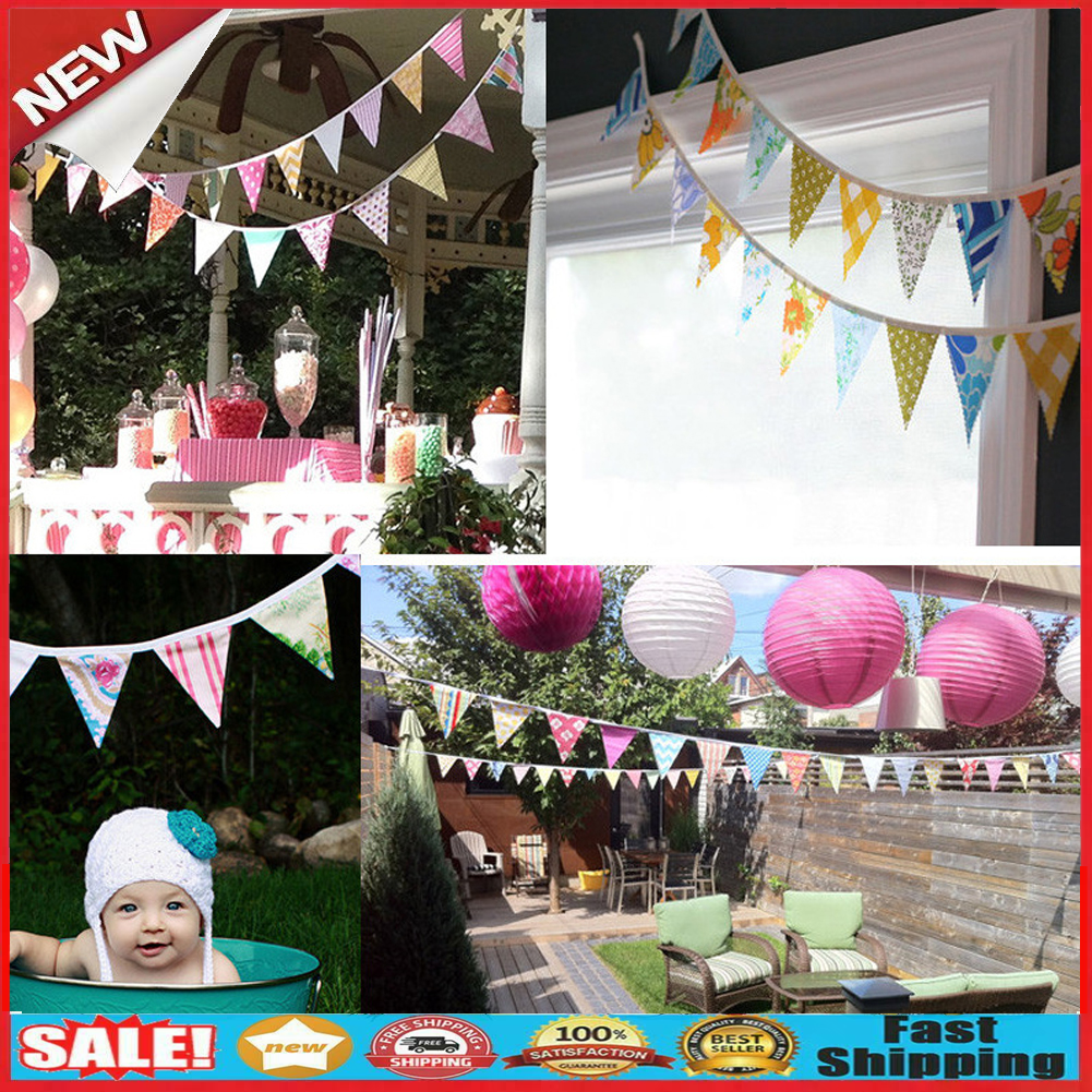 12 Flags 3.2m Cotton Pennant For Party Wedding Pennant  Decor Coffee @