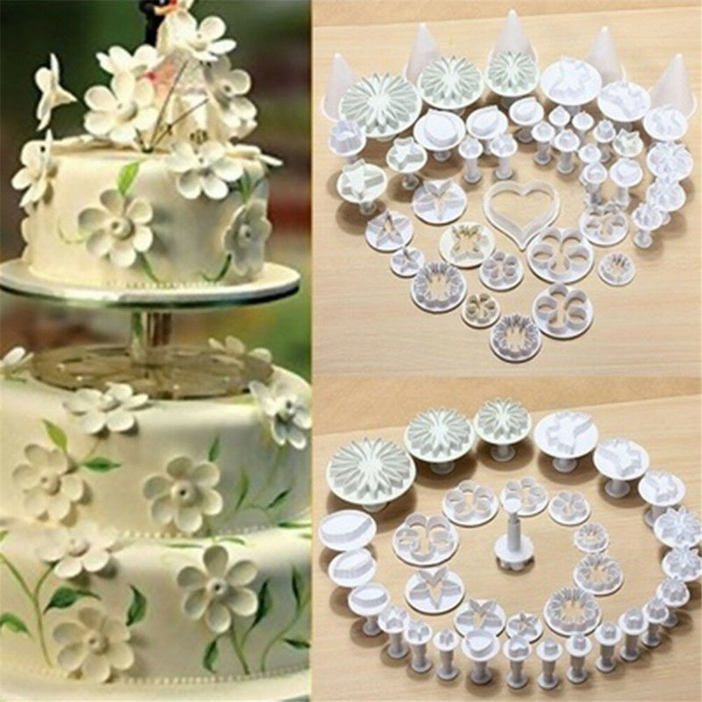 33PCS Sugarcraft Cake Cupcake Decorating Fondant Icing Plunger Cutters Tools  SJ