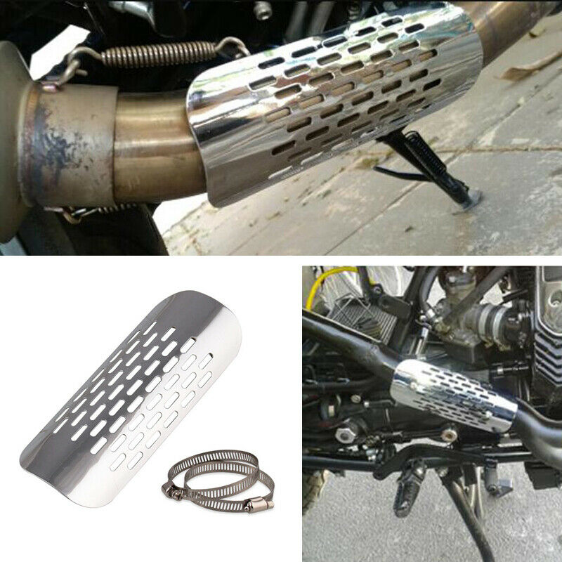 Motorcycle Chrome Heat Shield For 1 7/8"-2 3/4" Exhaust Muffler Pipe Cover Solid