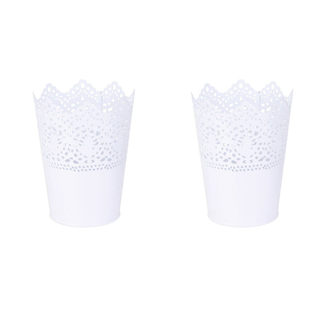 2 Pieces French Flower Bucket Display Stand Metal Vase - Handcrafted Decorative