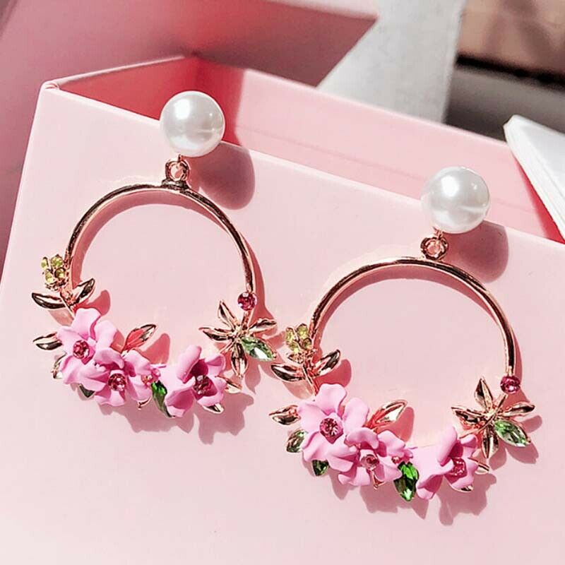 Charm Women Flower Drop Dangle Earrings Jewelry Ear Studs Wedding Jewelry.l8