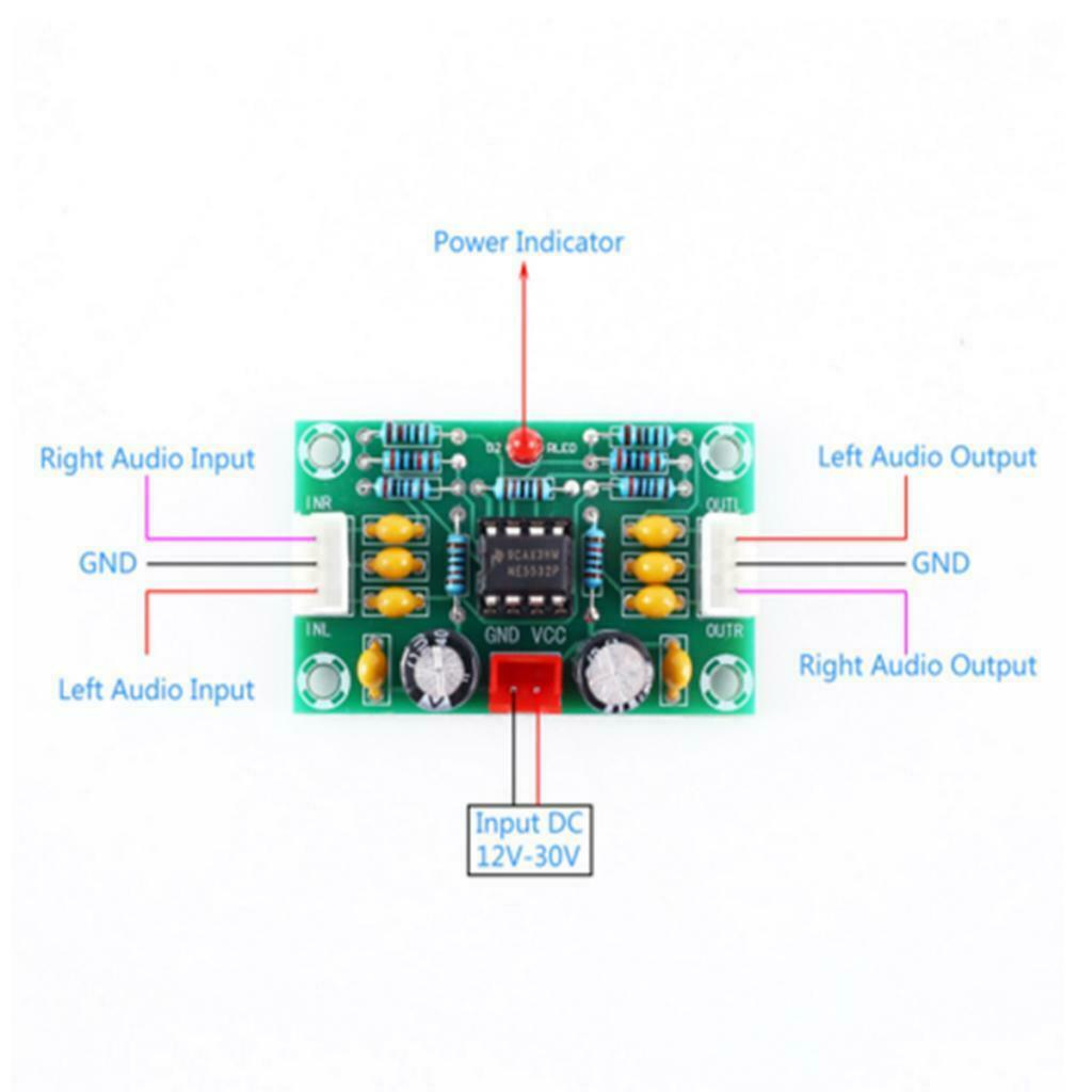 NE5532 OP AMP Preamp Pre-amplifier Module 2CH DC 12-30V Stereo Wide Voltage