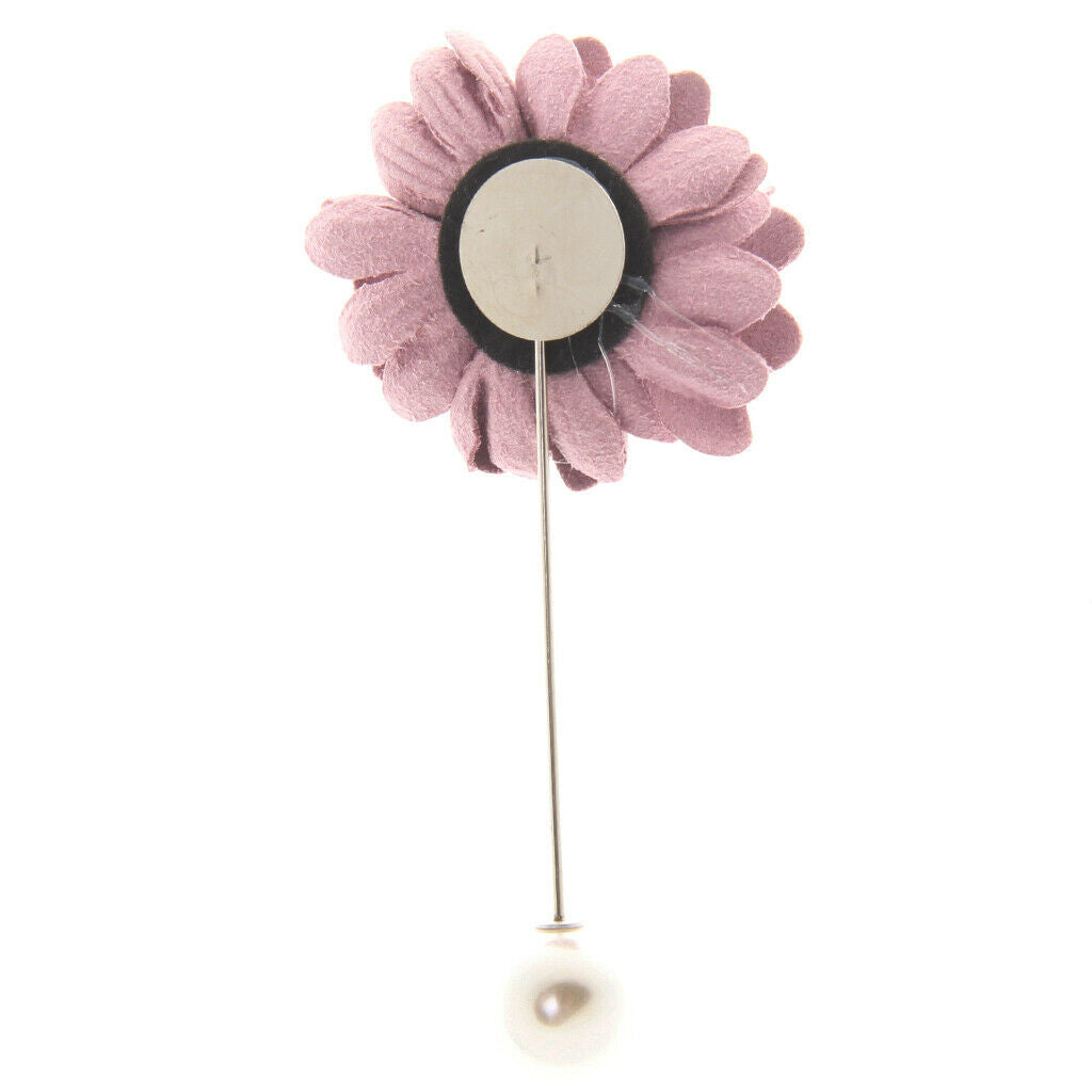 Mens Lapel Purple Flower Boutonniere Stick Brooch Pin Corsage